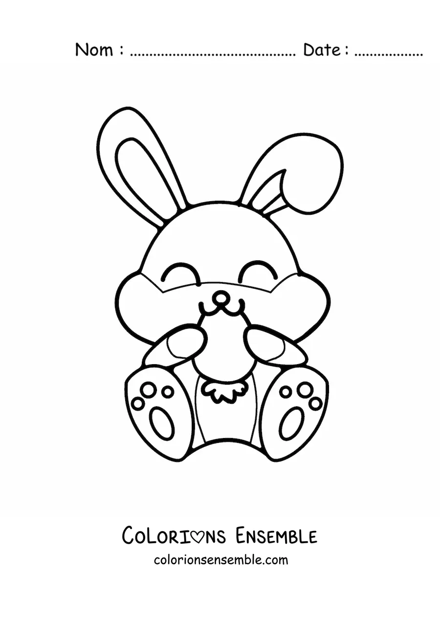 Image à colorier d'un lapin de dessin animé qui mange une carotte