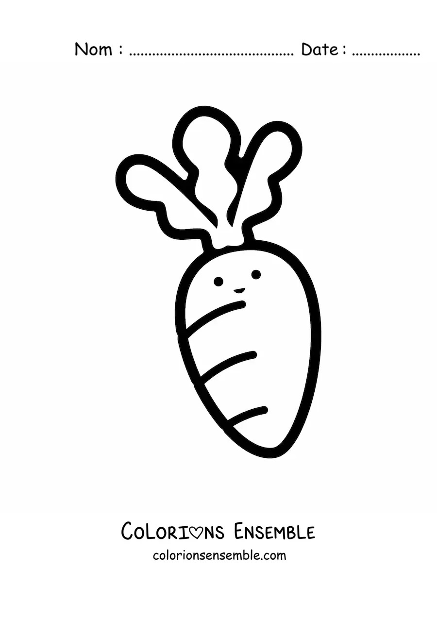 Image à colorier d'une carotte kawaii