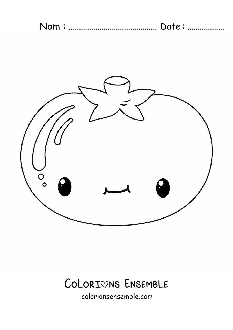 Image à colorier d'une tomate kawaii