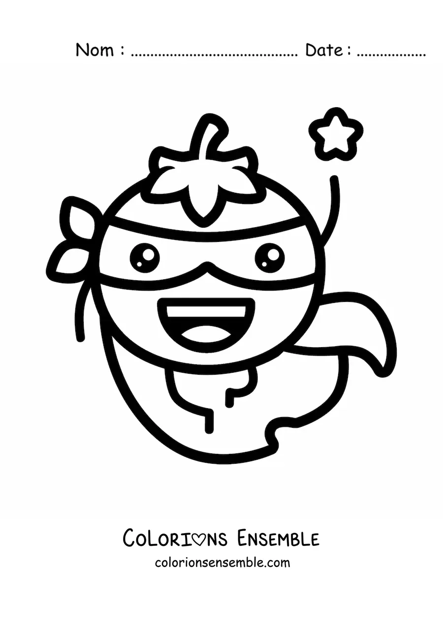 Image à colorier d'une tomate super-héros
