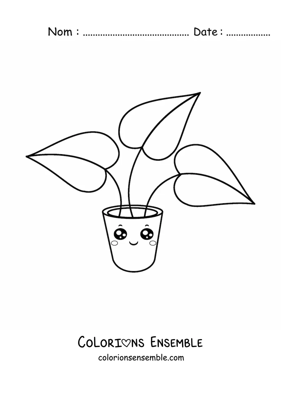 Coloriage d'une jolie plante dans un pot