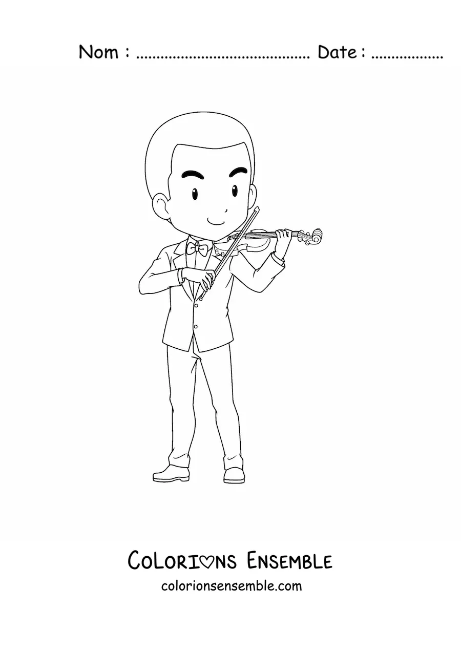 Coloriage d'un garçon violoniste