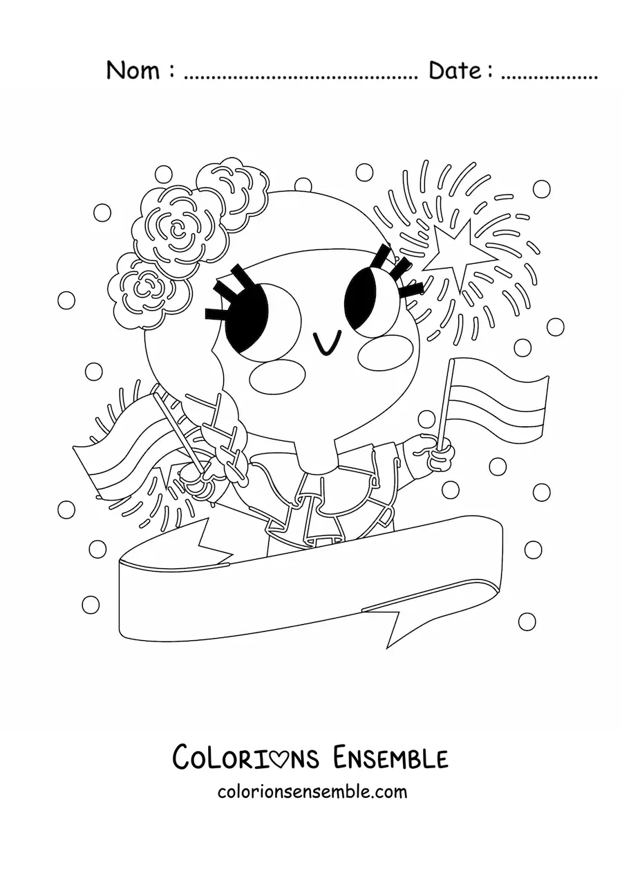 Coloriage d'une fille avec le drapeau de la Colombie
