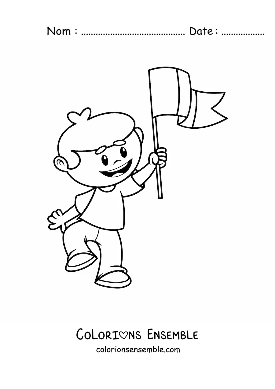 Coloriage d'un garçon avec le drapeau de l'Italie