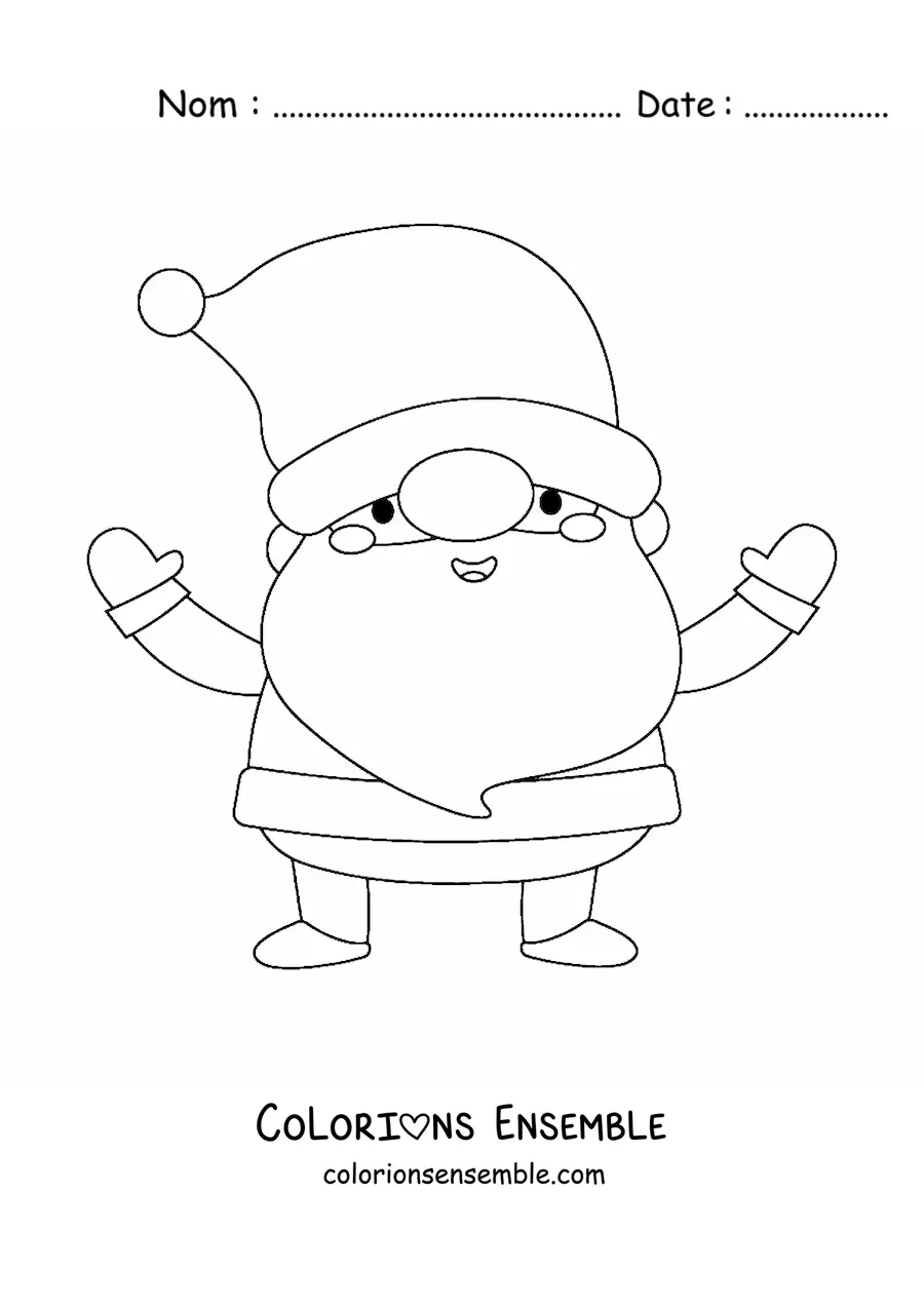 Coloriage du Père Noël kawaii