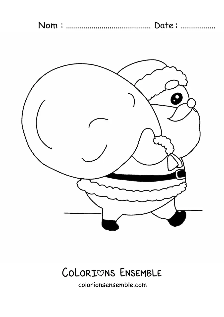 Coloriage du Père Noël avec des cadeaux
