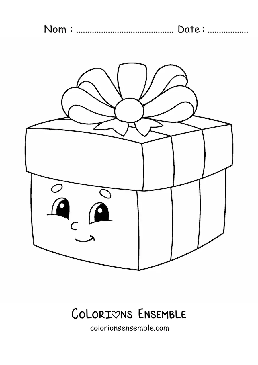Image à colorier d'un cadeau de Noël animé