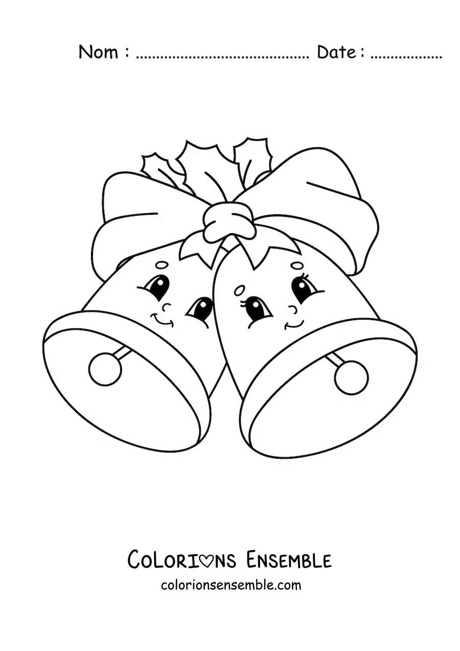 Image à colorier de cloches de Noël animées