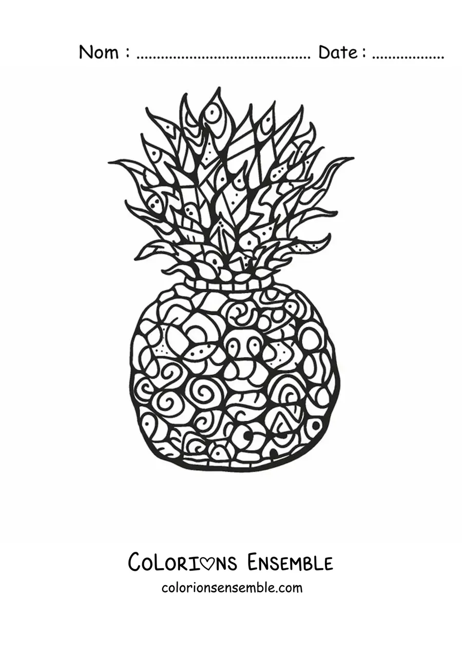 Image à colorier d'un ananas avec des figures géométriques
