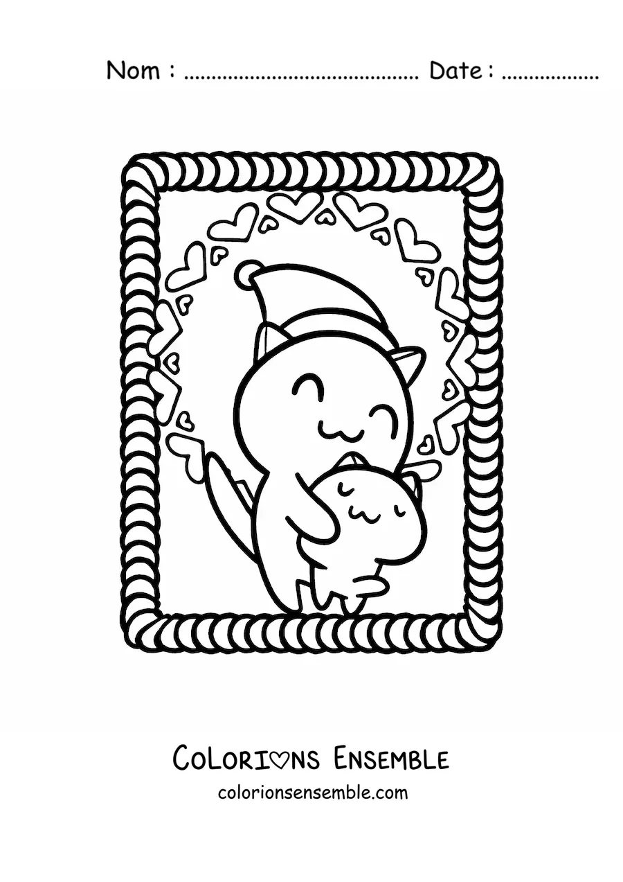 Image à colorier de chats animés avec un bonnet de Noël