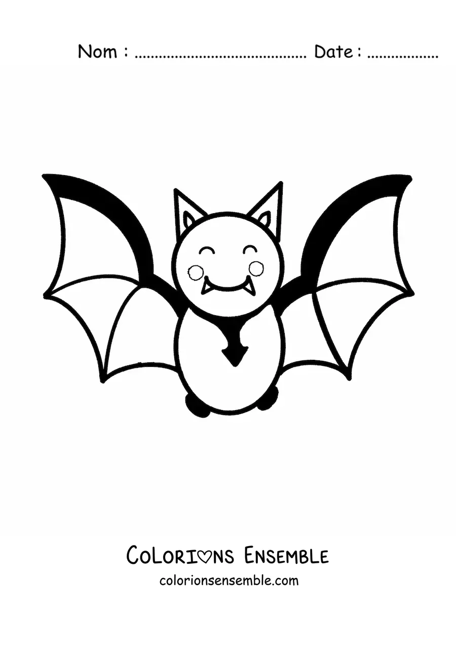 Image à colorier d'une mignonne chauve-souris en train de voler