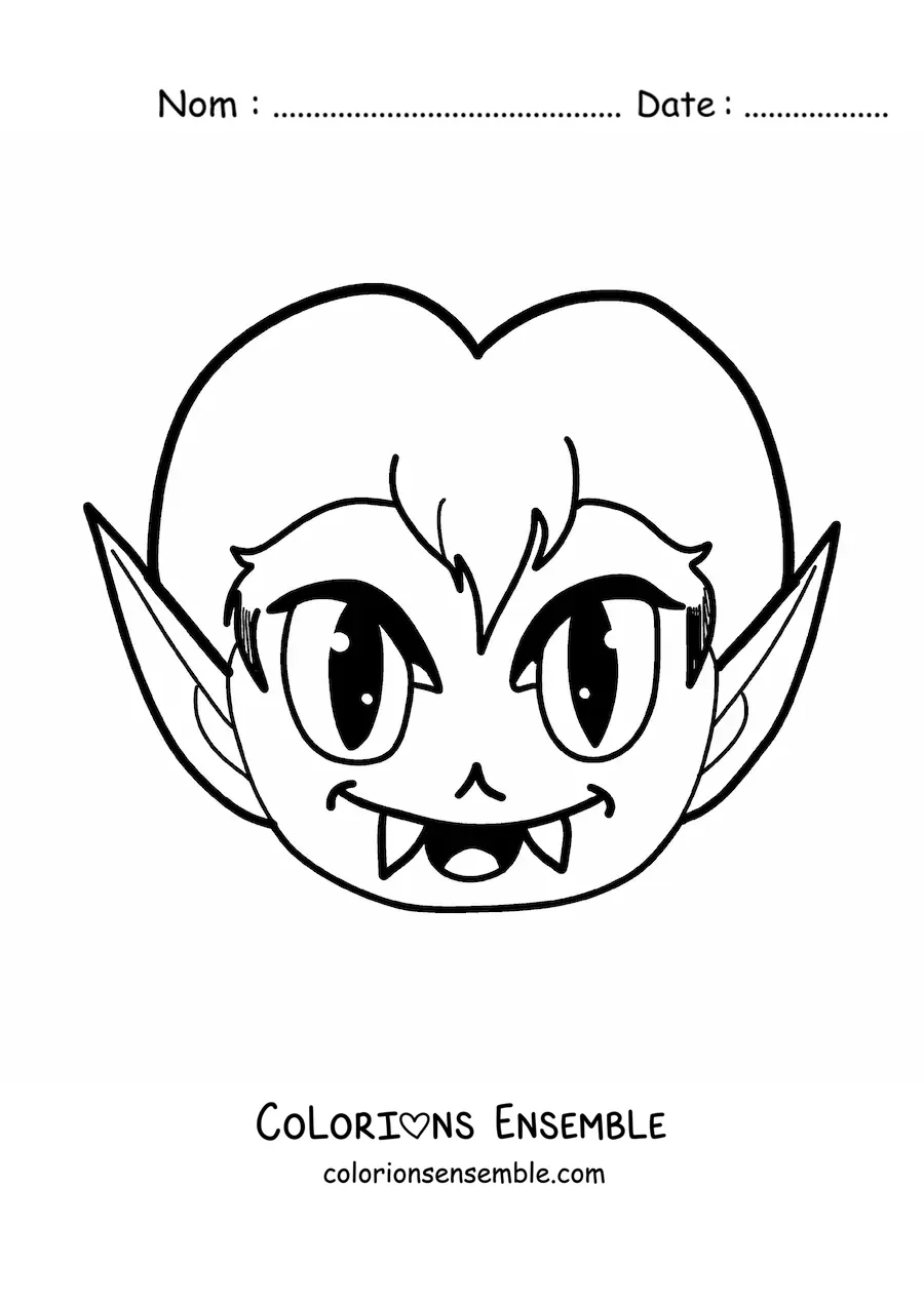 Image à colorier d'un visage de vampire kawaii
