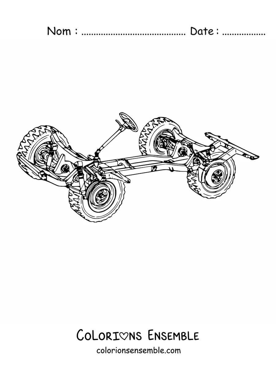 Image à colorier du châssis d’une voiture