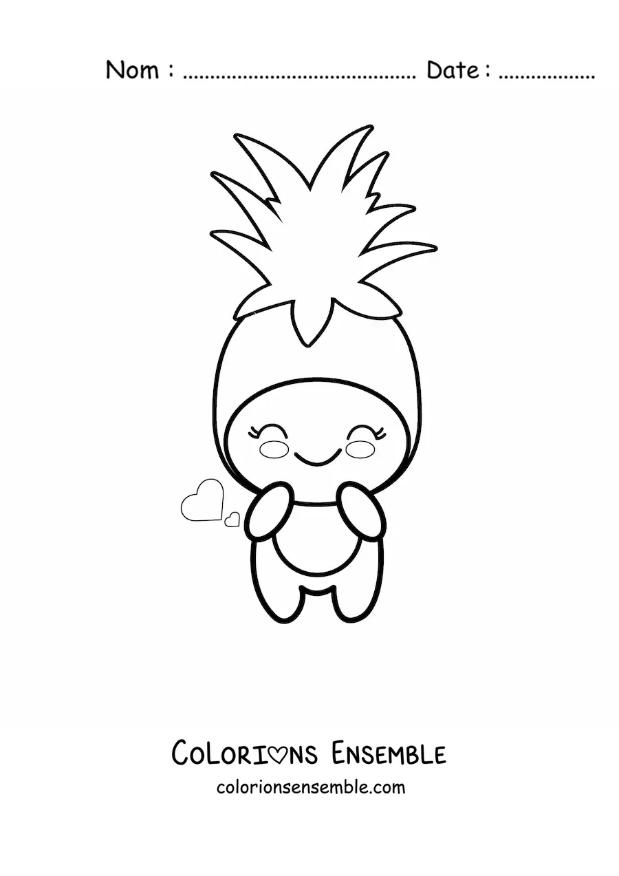 Image à colorier d'un déguisement d'ananas