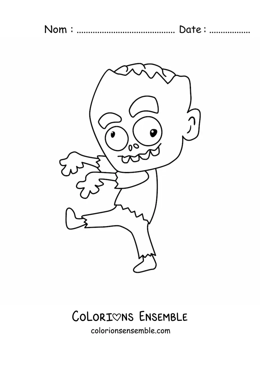 Image à colorier d'un zombie qui marche