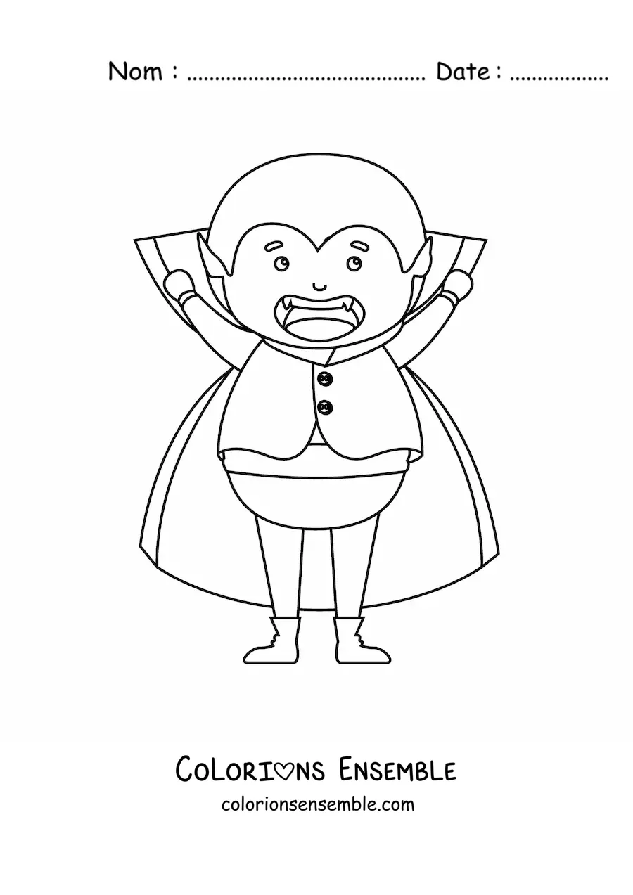 Image à colorier d'un vampire kawaii