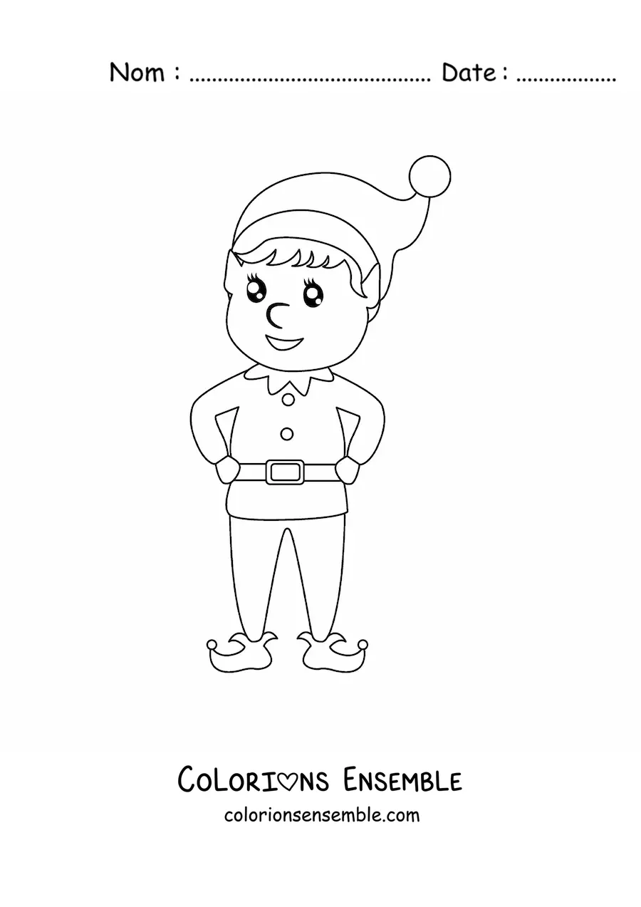 Image à colorier d'un mignon lutin kawaii