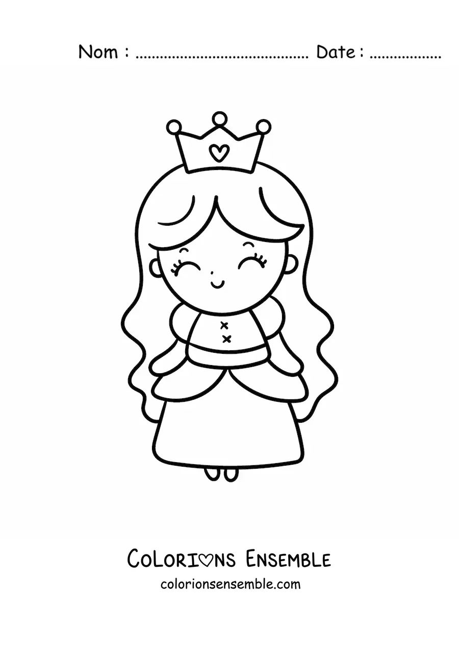Coloriage d'une mignonne princesse kawaii