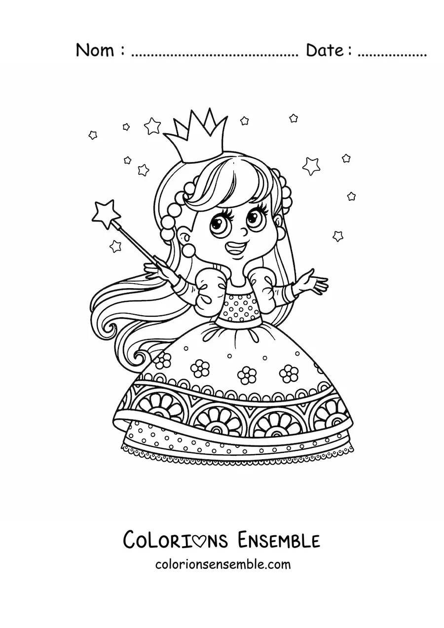 Coloriage d'une grande princesse magique