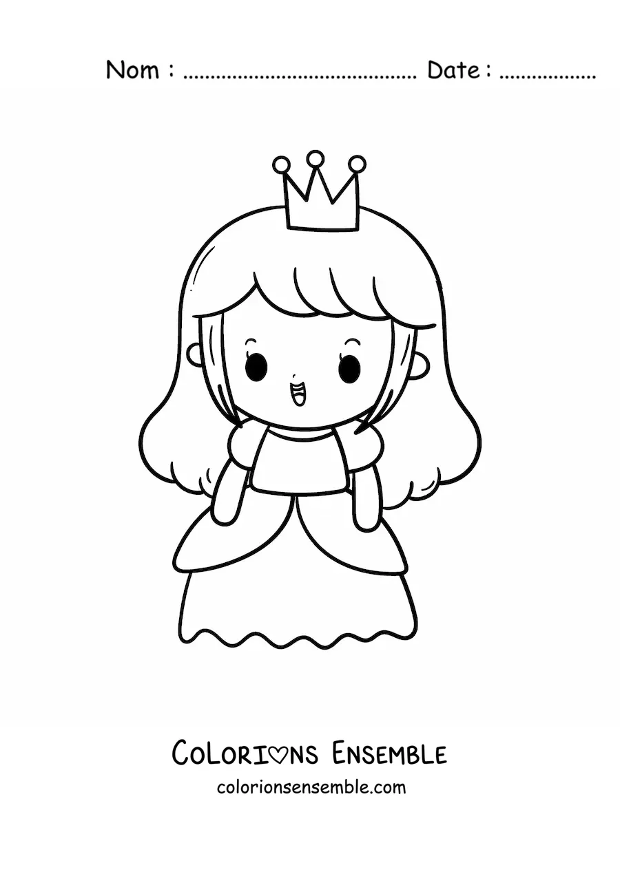 Coloriage d'une grande princesse kawaii