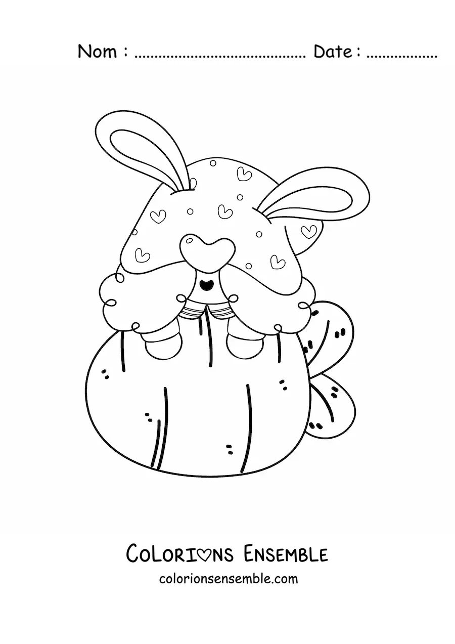 Coloriage d'un gnome de Pâques avec une carotte géante