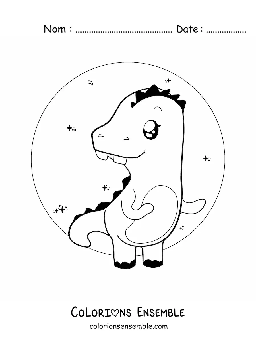 Coloriage facile d'un dinosaure kawaii
