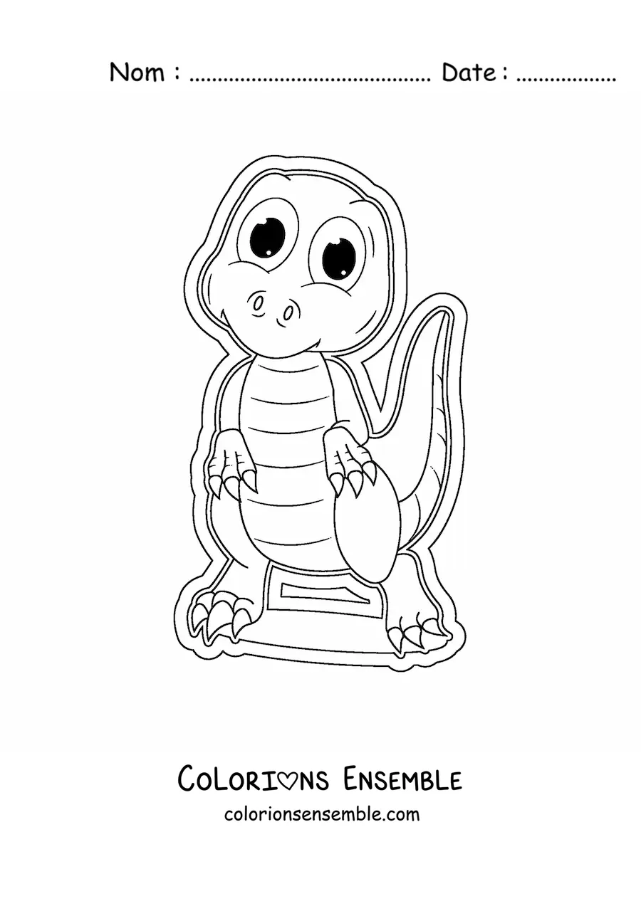 Coloriage d'un grand dinosaure kawaii