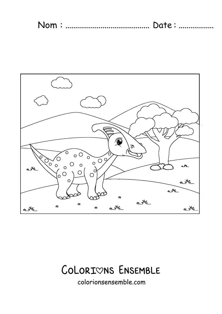 Coloriage d'un dinosaure animé végétarien