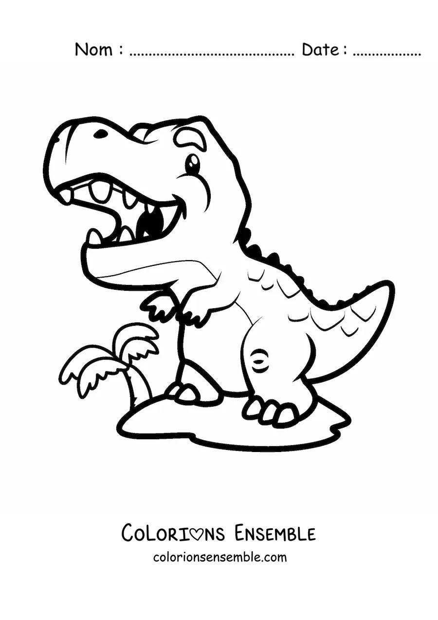 Coloriage d'un bébé tyrannosaure rex animé