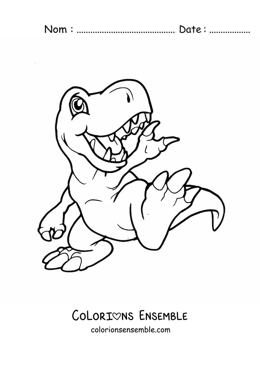 Coloriage d'un mignon bébé T rex animé
