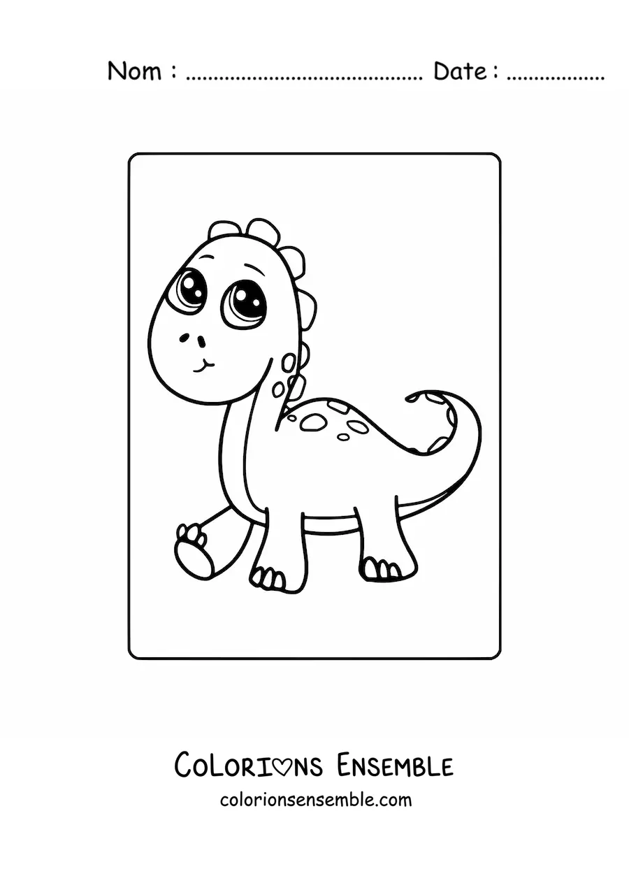 Coloriage d'un grand bébé dinosaure kawaii