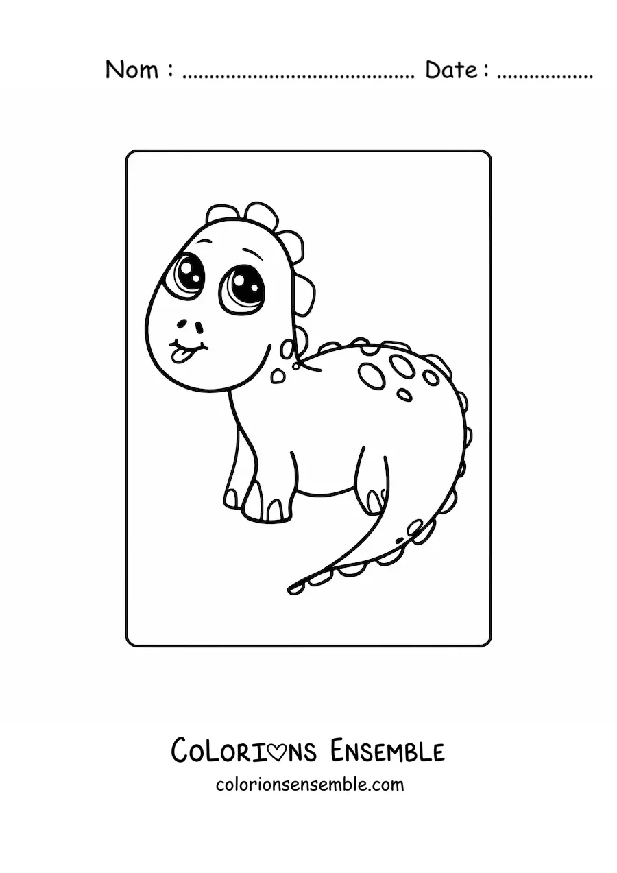 Coloriage facile d'un bébé dinosaure kawaii