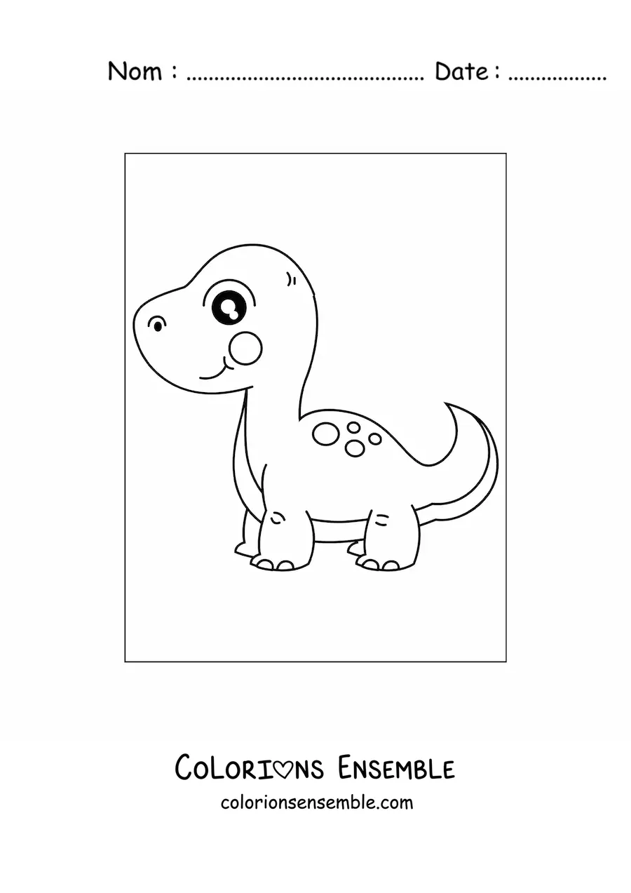 Image à colorier d'un grand et tendre bébé dinosaure