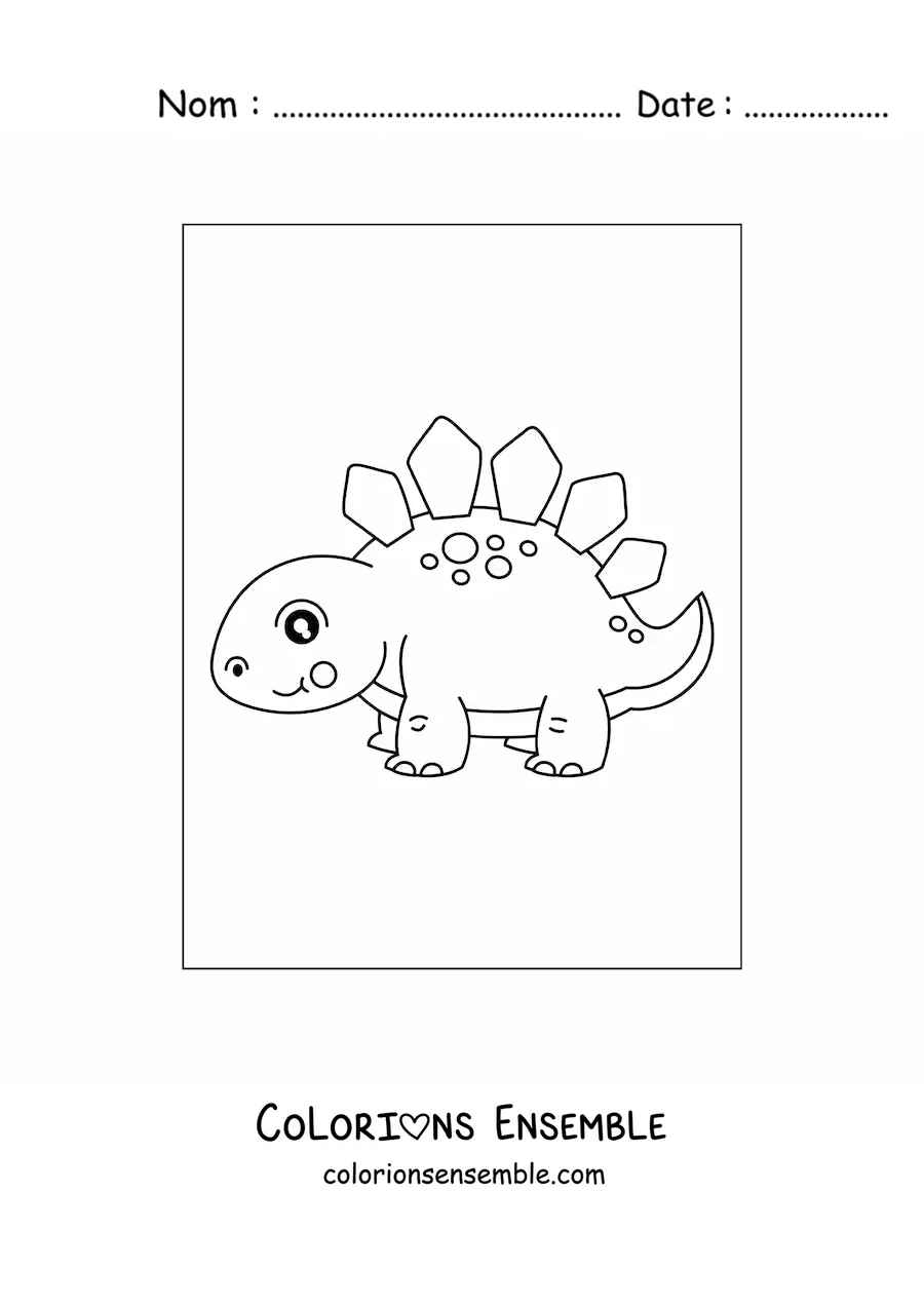 Image à colorier d'un tendre bébé dinosaure tout simple