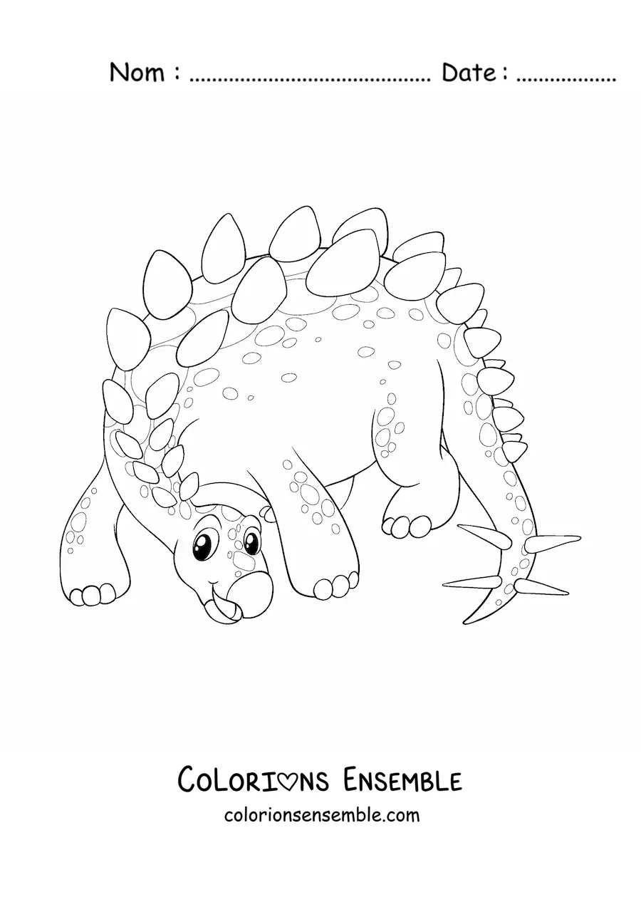 Image à colorier d'un joli dinosaure herbivore