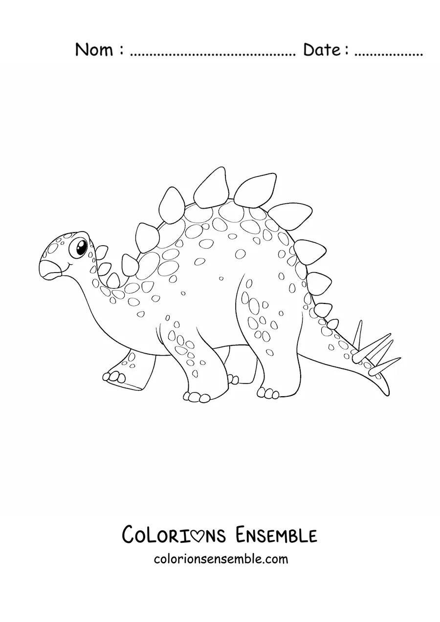 Image à colorier d'un grand dinosaure herbivore tout mignon
