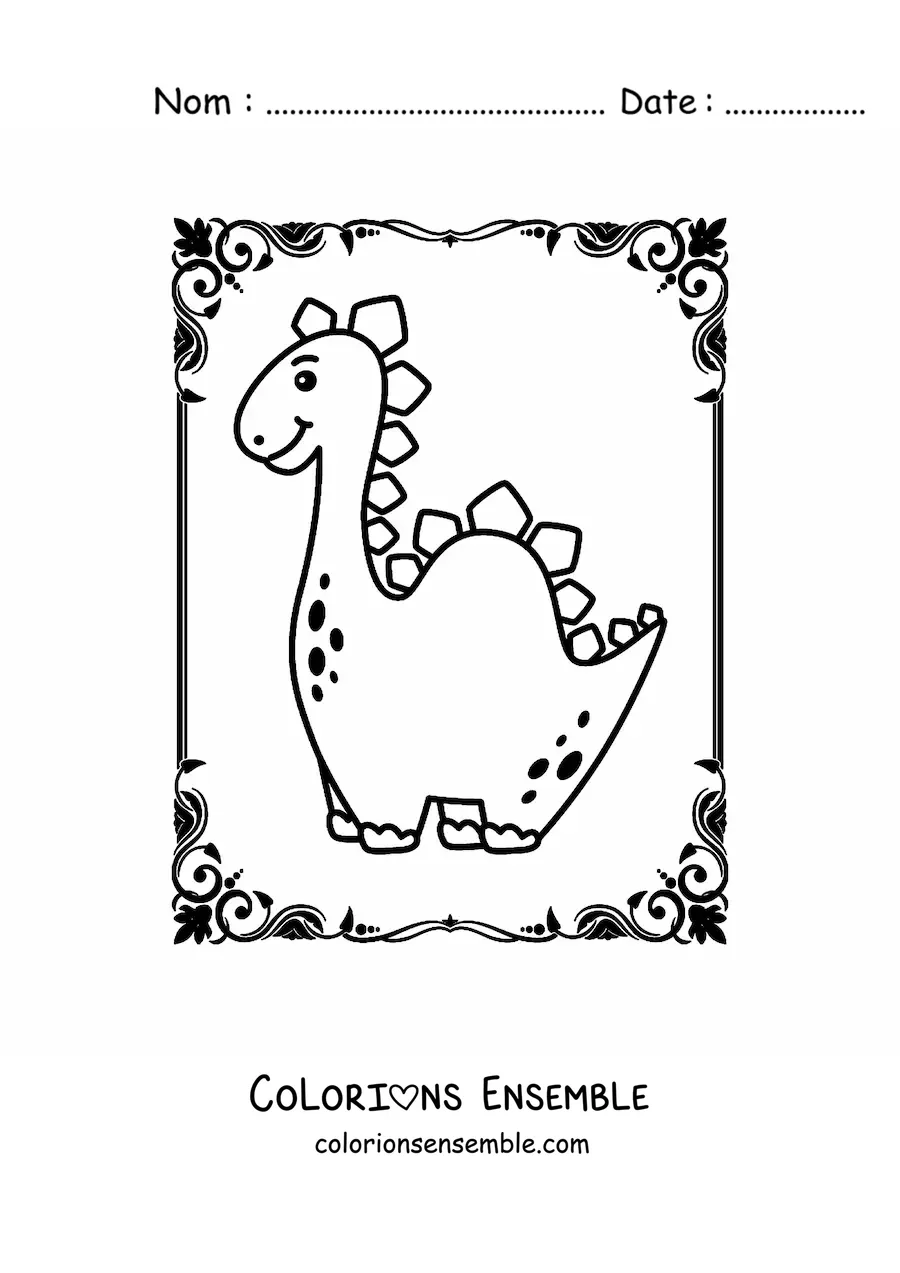 Image à colorier d'un mignon dinosaure au long cou