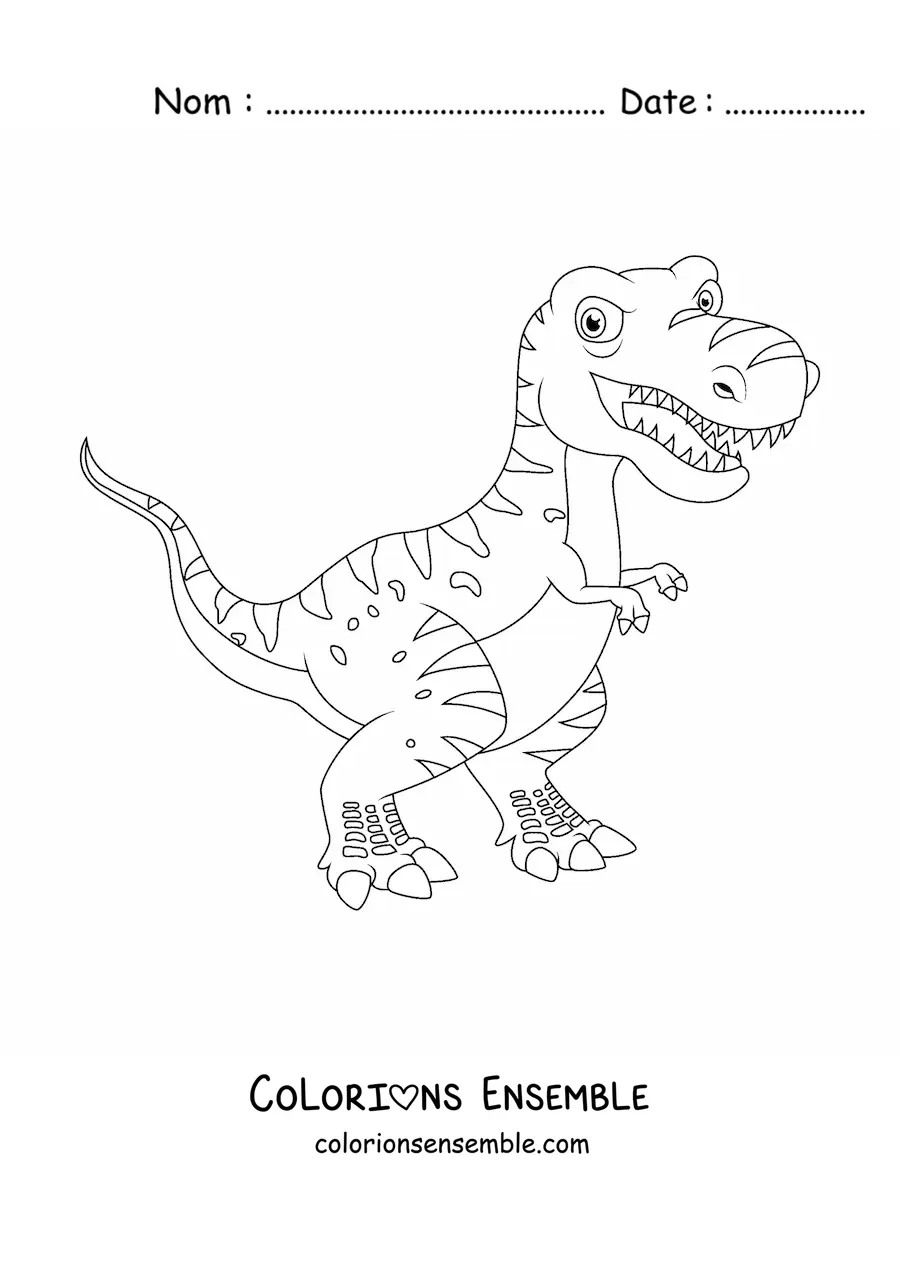 Image à colorier d'un grand dinosaure carnivore animé