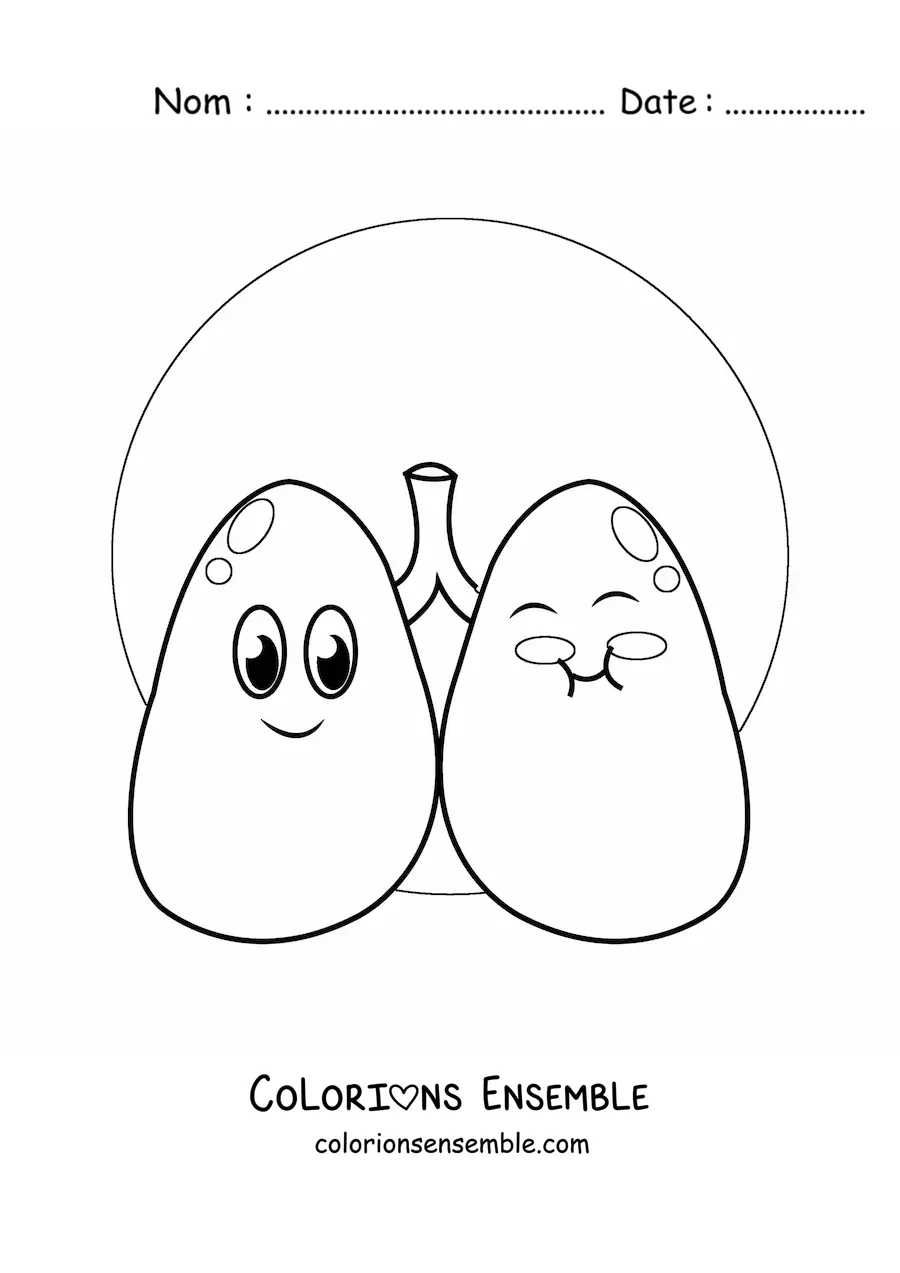 Image à colorier de grands reins kawaii animés