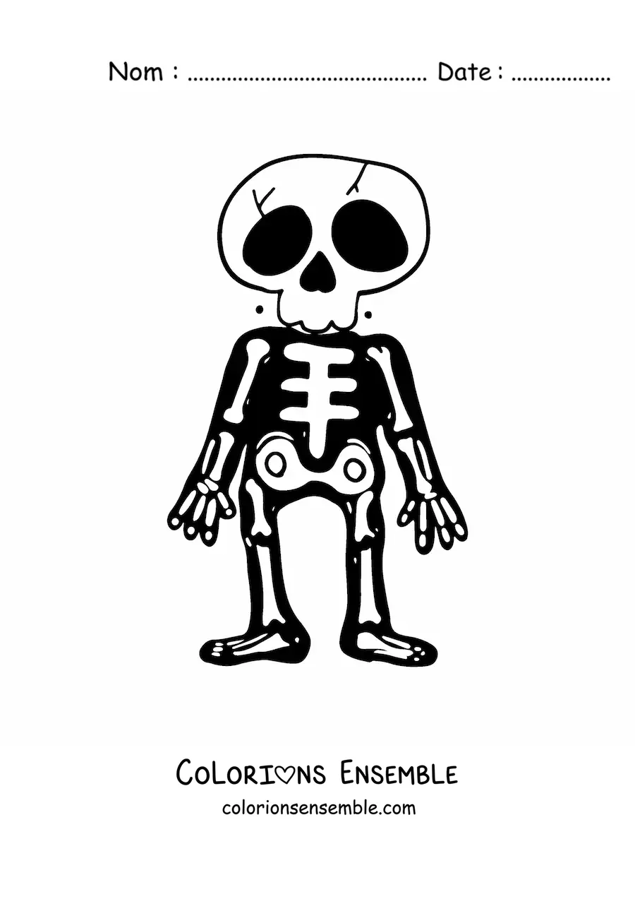 Image à colorier d'un squelette d'Halloween