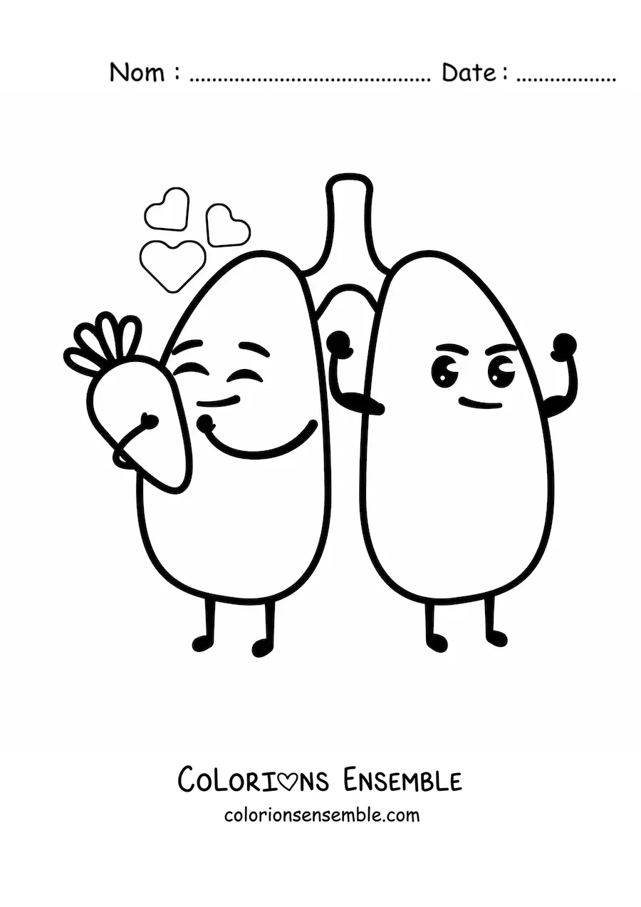 Image à colorier de poumons animés et en bonne santé