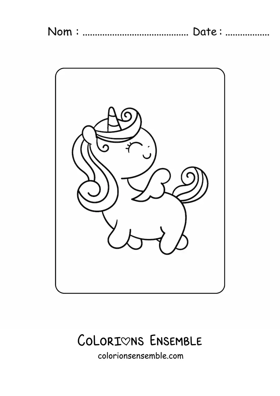 Coloriage d'une jolie licorne en train de marcher