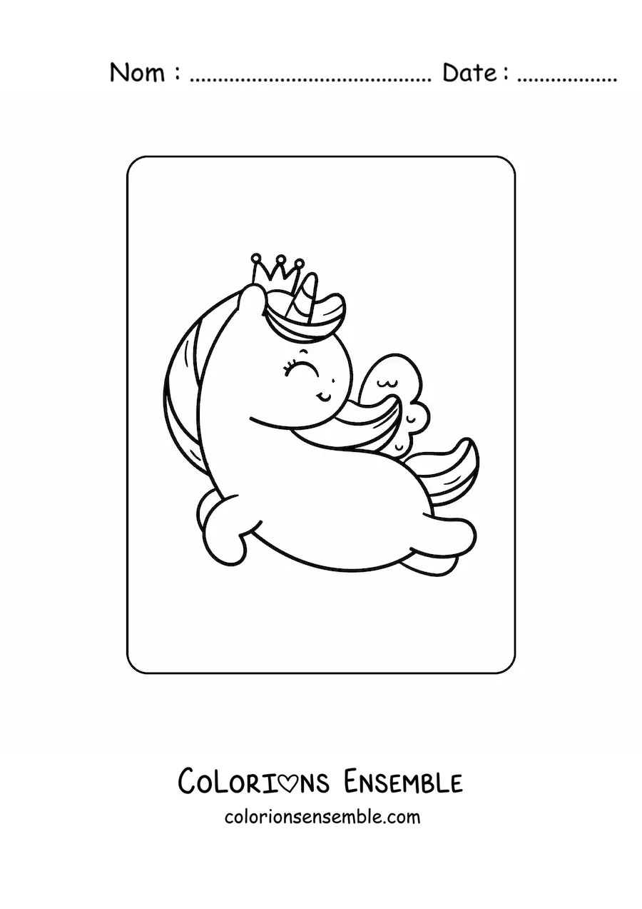 Coloriage d'une princesse licorne qui vole