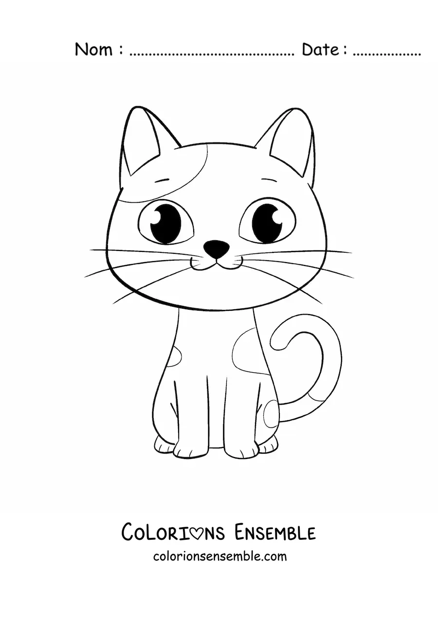 Coloriage d'un chat kawaii avec des taches