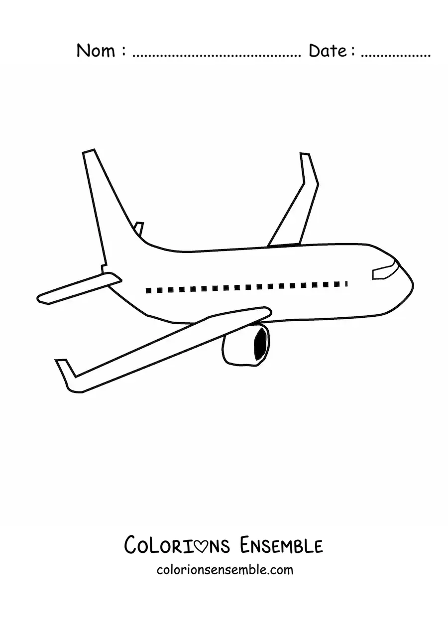 Image à colorier d'un avion de ligne