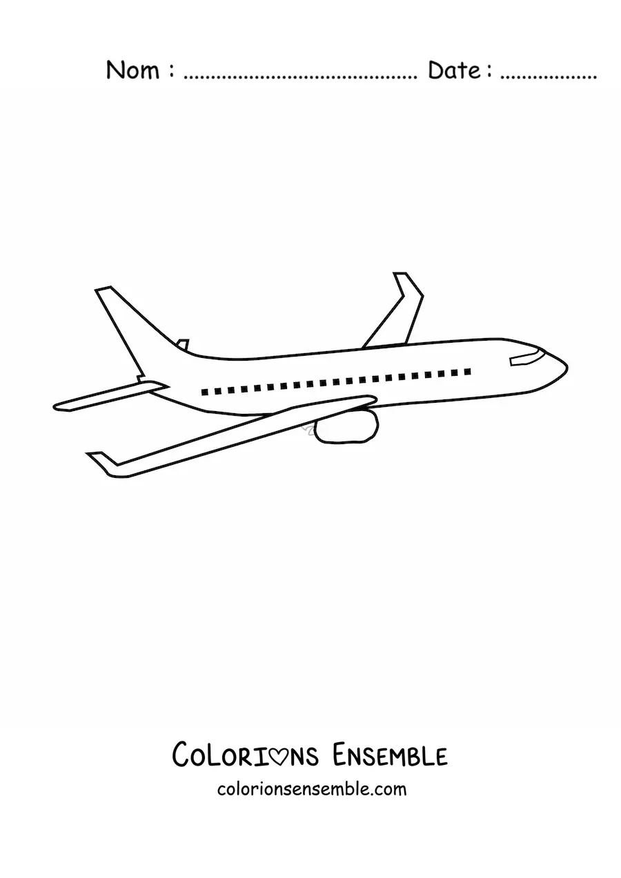 Image à colorier d'un avion de ligne