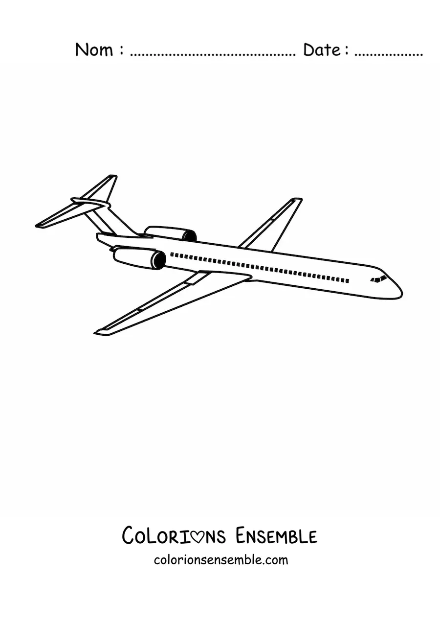 Image à colorier d'un avion de ligne