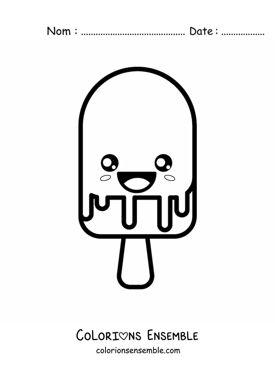 Image à colorier d'une grande glace kawaii