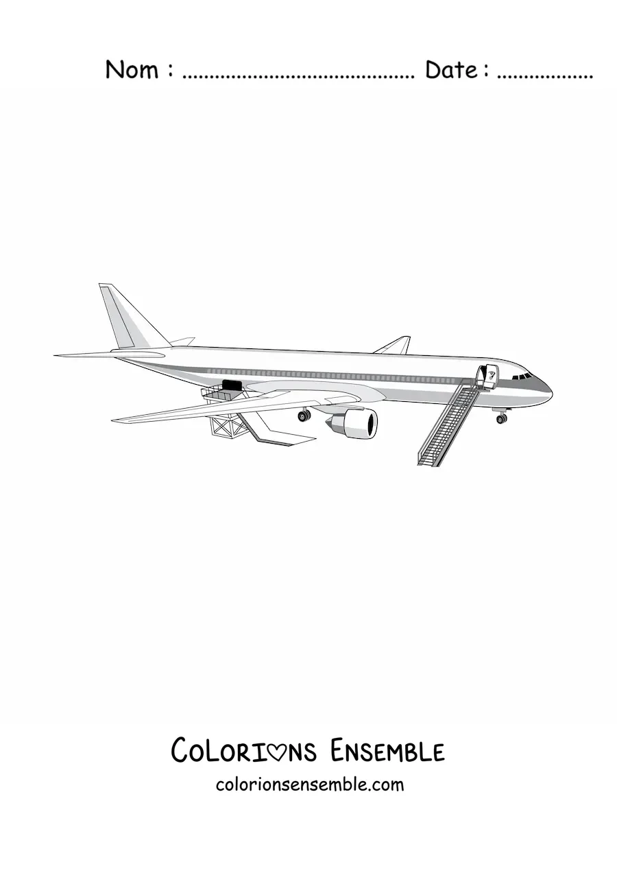 Image à colorier d'un avion de ligne au sol