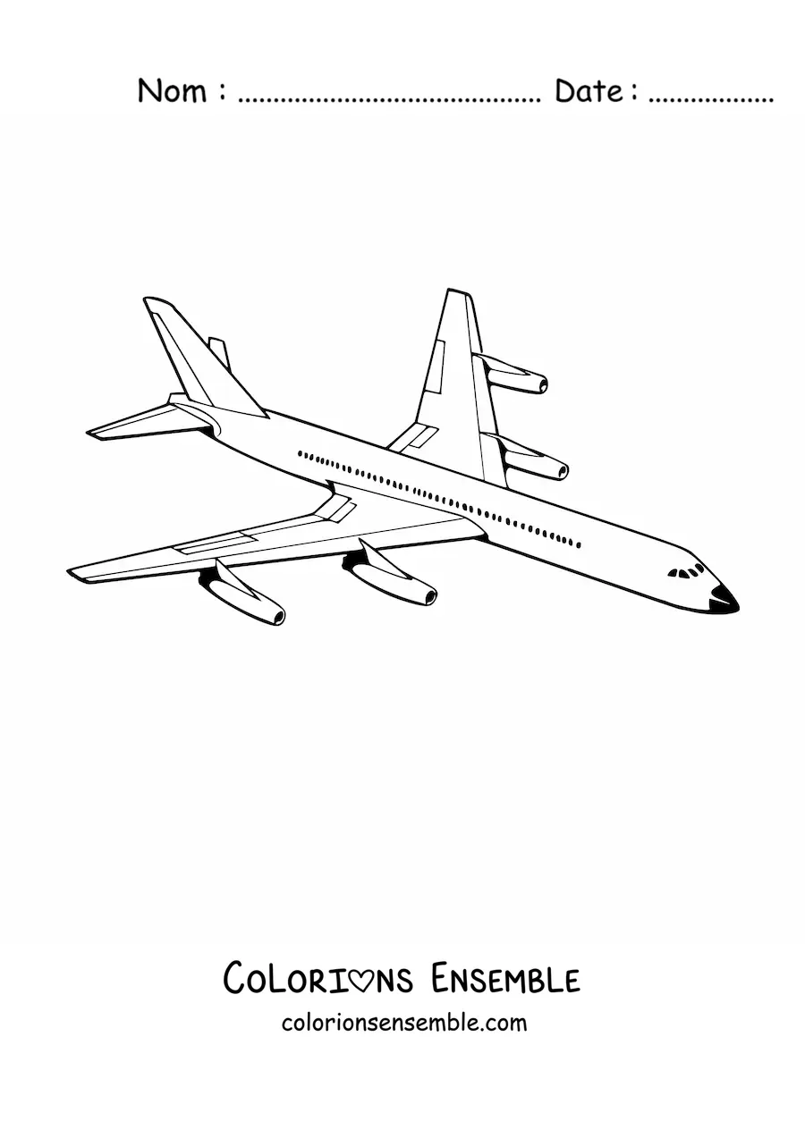 Image à colorier d'un avion de ligne